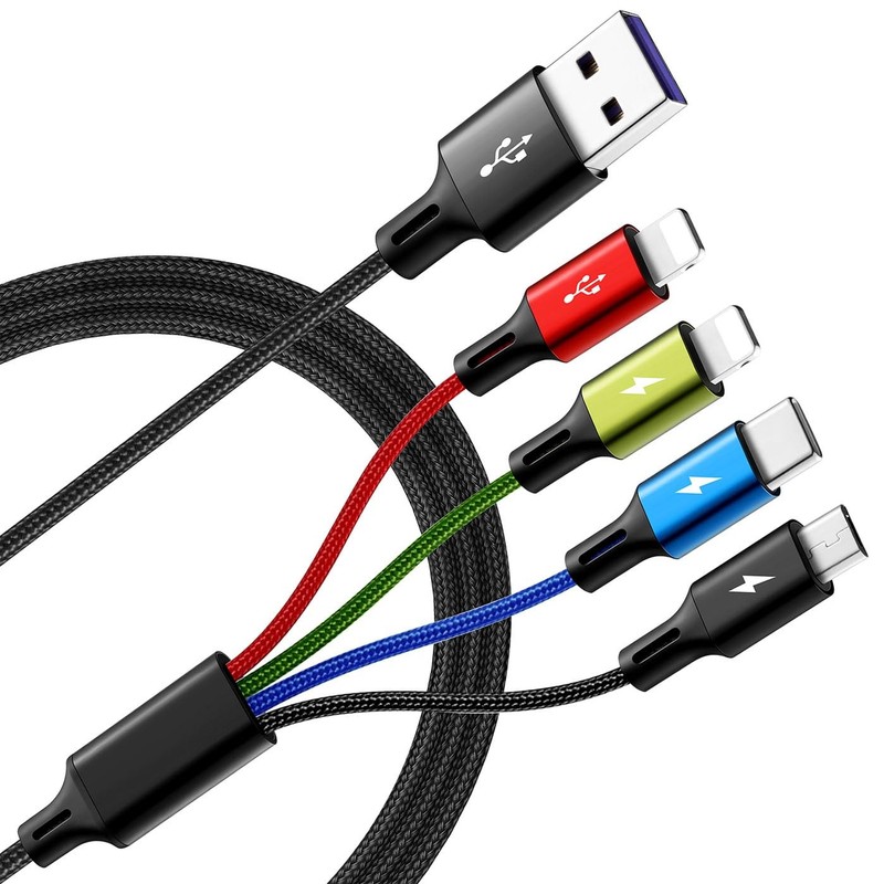 2-Pack 4in1 Multi Charging Cable 6ft Braided Fast Charger 10ft Premium Cord