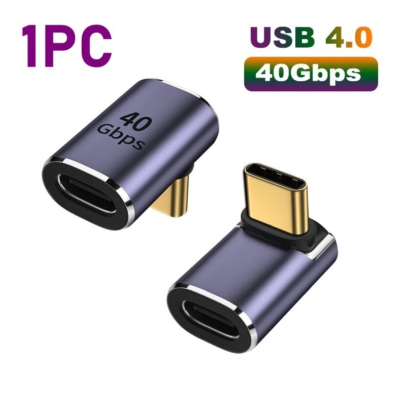 90 Right Angle USB C to USB C Adapter Type C Fast Charging Converter 40Gbps 100W