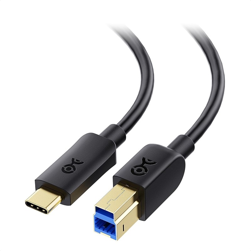 USB C to USB B 3.0 Cable 6.6ft Black 5Gb High Speed Connector
