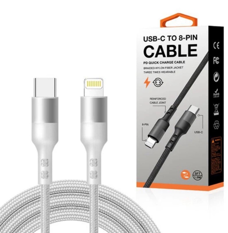 2 Pack Cable USB-C a 8 Pines Carga Rápida iPhone 14, 13, 12, 11 iOS