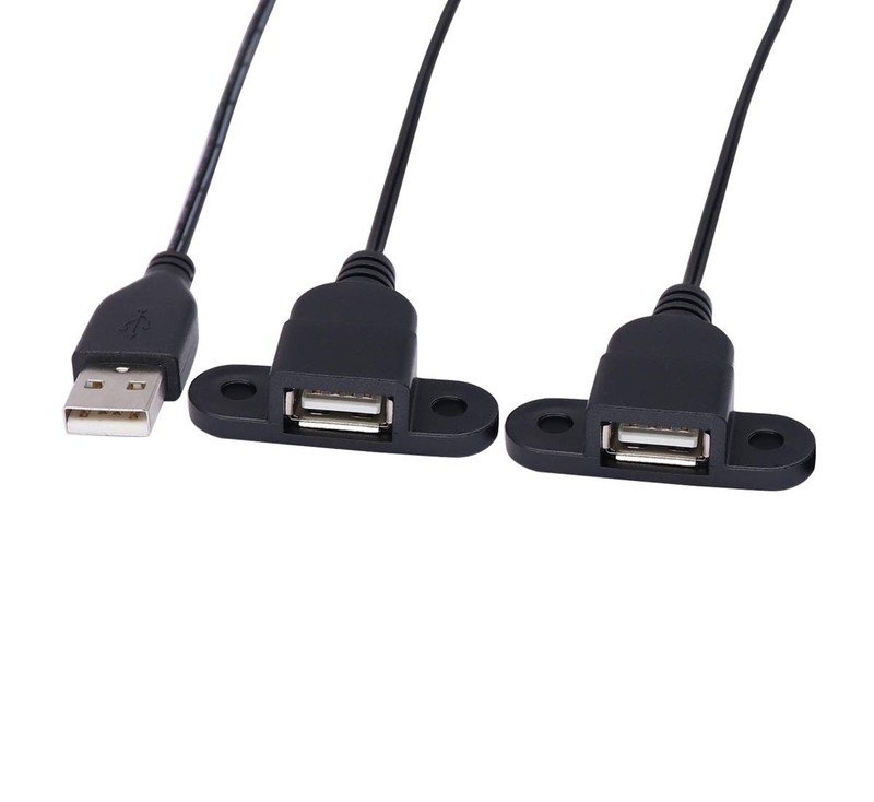 USB Charging Extension Cable 2 PCS Male To Dual Female Panel Mount 5 Ft Couch gallery
