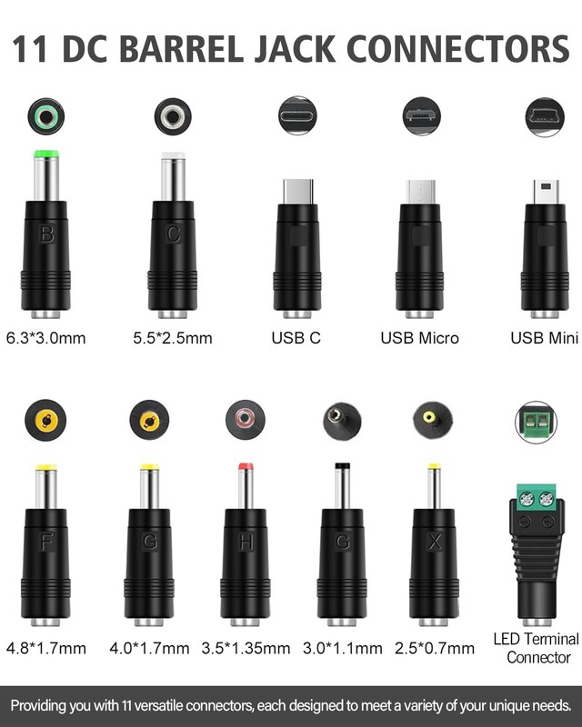 USB to DC 5V Power Cable, Universal DC 5.5x2.1mm Plug Charging Cord with 11 C... gallery