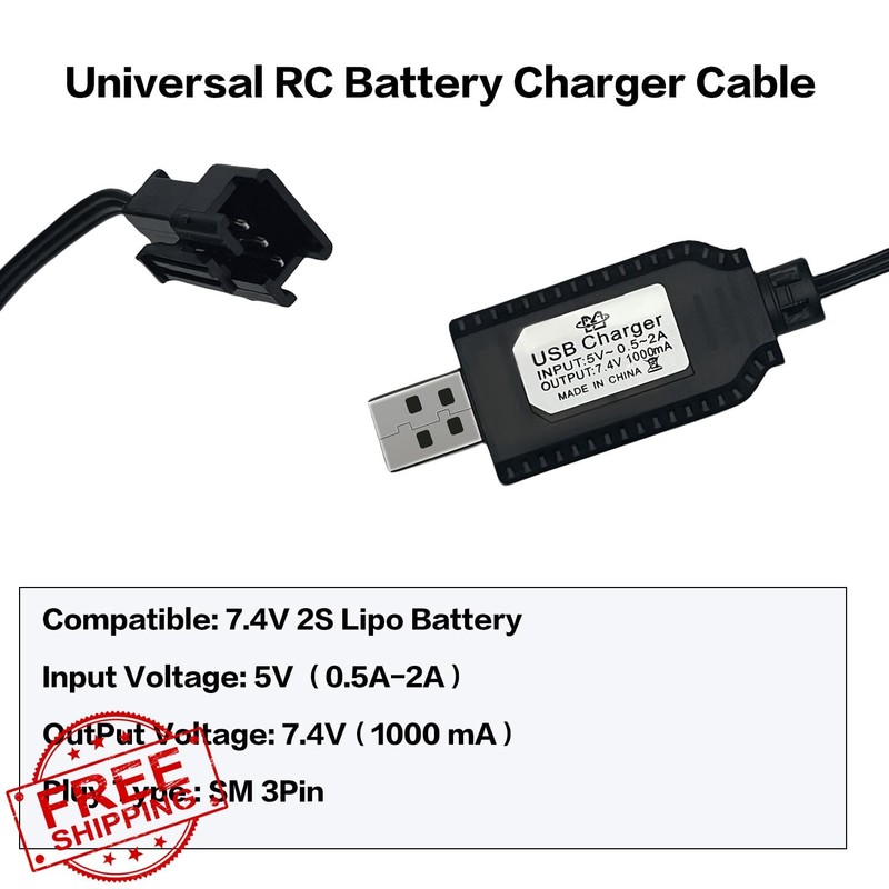 BaiWeiDun 7.4V USB Charger Cable Blue SM-3P gallery
