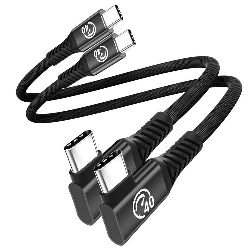 Short Right Angle USB C Cable 1ft 2 Pack, 40Gbps USB 4 USB C Thunderbolt 4 Ca…