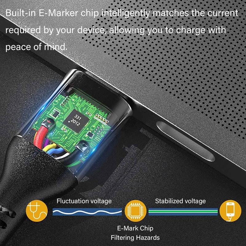 15FT 100W USB-C to USB-C Cable PD Fast Charging Cable Nylon Type C Charger Co... gallery