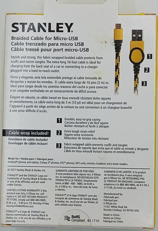 Stanley 10' Braided Data / Charging Cable For Micro-USB gallery