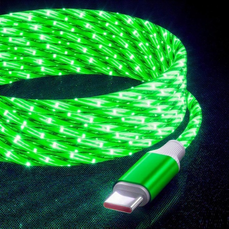 Starry LightUp USB A To USB C Cable Fast Charging Visible Current Green gallery