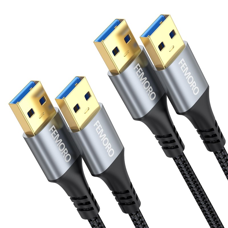 USB A To USB A Cable 3.0 5Gbps Data Transfer Charging Male To Male 3 Ft 2 PCS