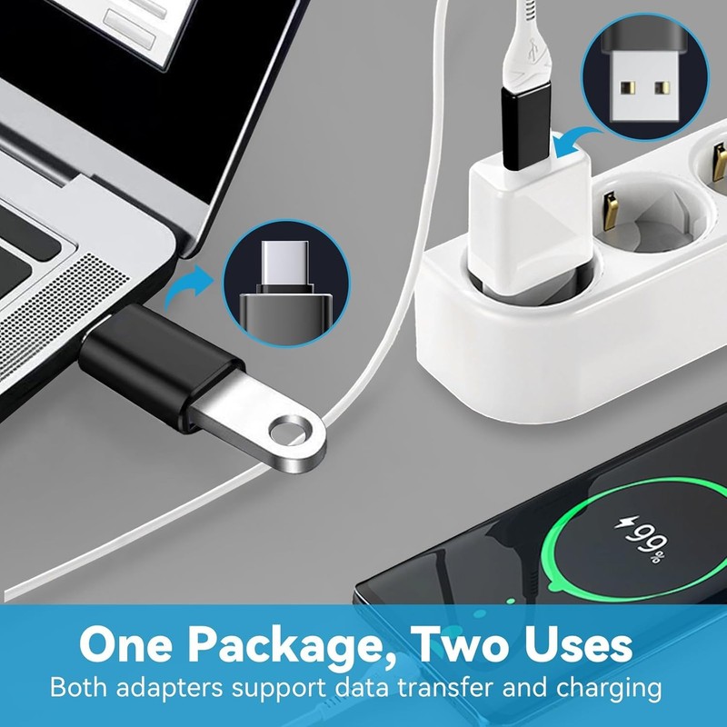 USB to C Adapter 6 Pack,【3*Type C Female A Male Charger Black gallery