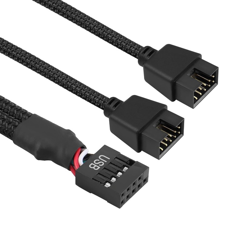 USB 2.0 9Pin Female to Dual Male Extension Cable Motherboard Header Splitter ... gallery