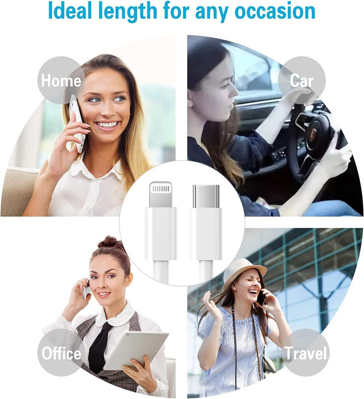 Rctech USB C to Lightning Cable 3Pack 6FT [Mfi Certified] Iphone Fast Charger Ca gallery