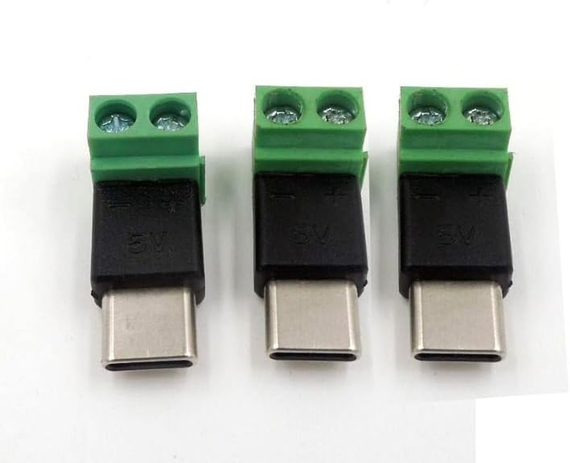 3Pack USB Type C Male to 2 Pin Screw Terminal Solderless Bolt Screw Terminals Co gallery
