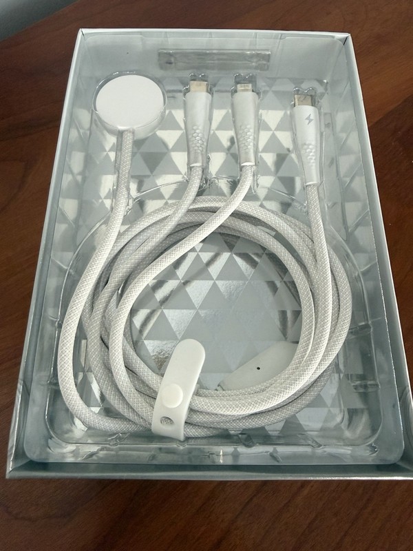 LAX 3-in-1 iPhone iWatch Charger Charging Cable USB-C Lightening 6 Ft White gallery