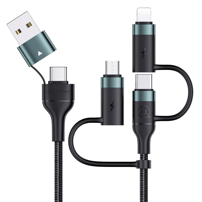 PD 60W USB C Multi Fast Charging Cable Nylon Braided Cord 5-In-1 3A USB/C to Typ