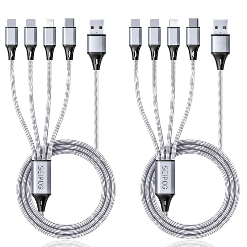 Multi Charging Cable, USB Cable 3A 4FT Nylon Braided Universal 4In1 Charger Adap gallery
