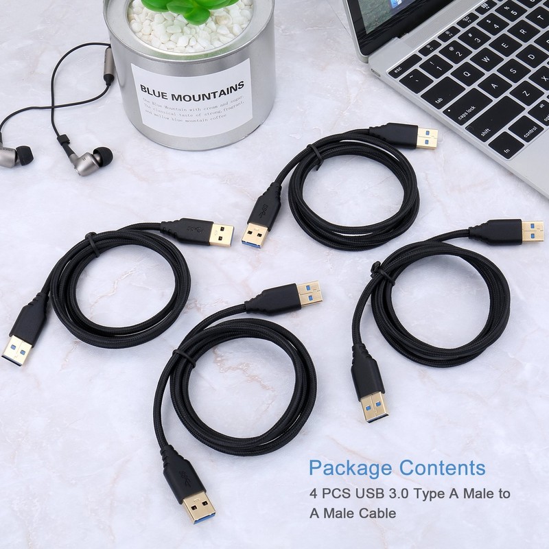 4 Pack USB 3.0 A To A Cable 3FT Male To Male Braided USB Cord For HDD PC gallery