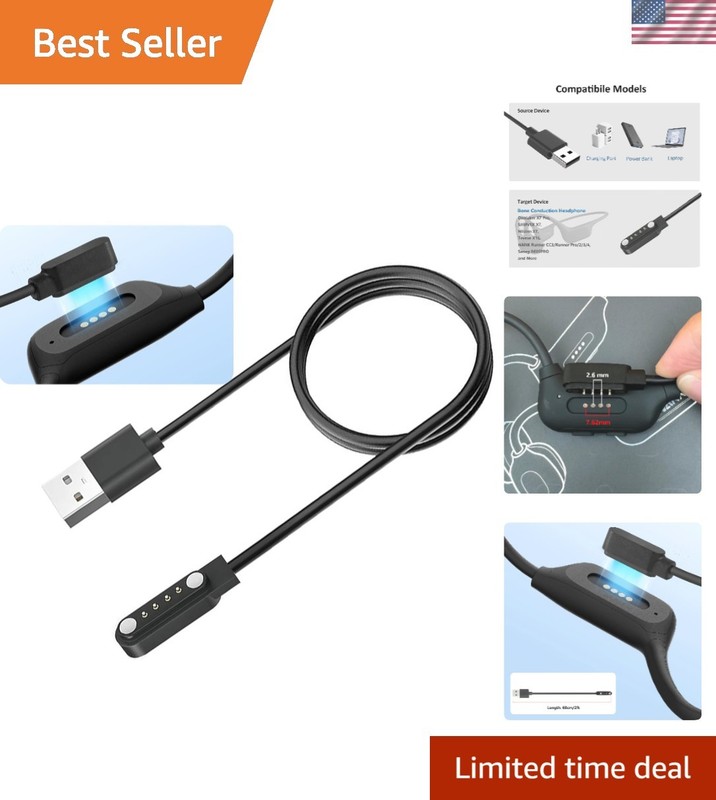 Charging Cable for Bone Conduction Headphone, 4-pin Charger Fit for Dnniakm X7 P