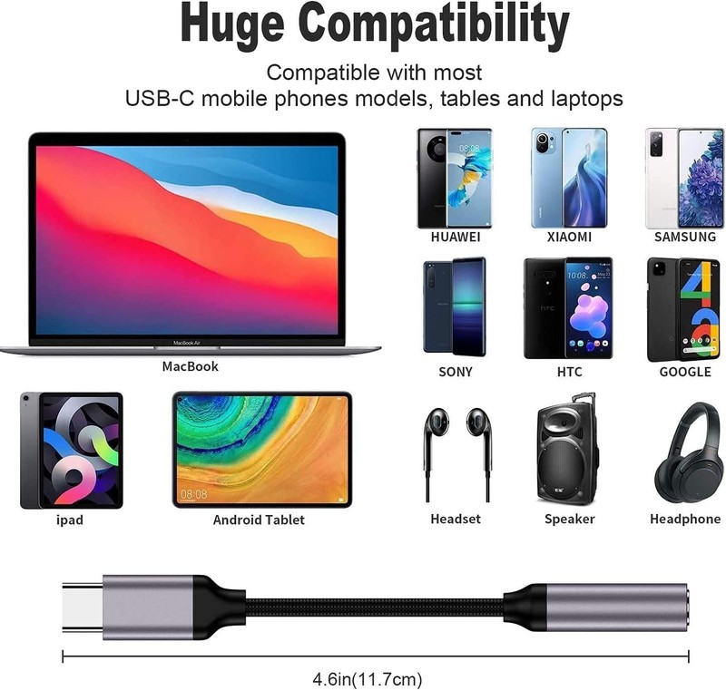 2 Pack USB Type C to 3.5mm Headphone Jack Adapter, USB C to Aux Female Audio gallery