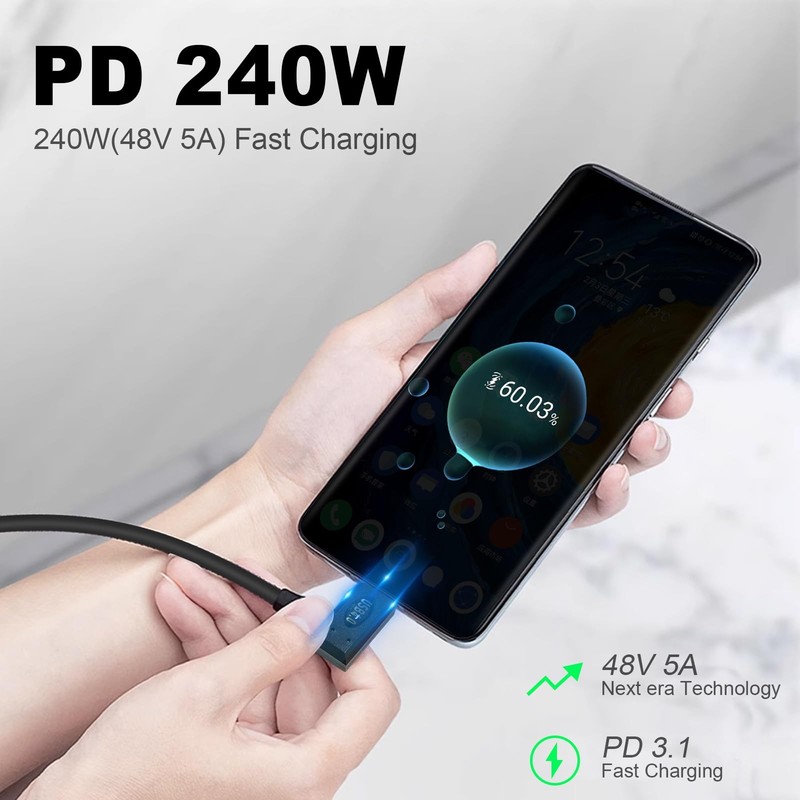 1 FT Short USB C Extension Cable 40Gbps 240W 8K Right Angle 90 Degree Cord gallery