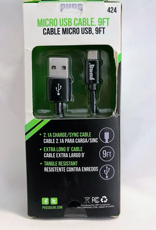 Micro USB To USB-A Cable • 9ft Extra Long • Fast Charge Data Sync • Tangle-Free