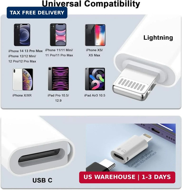 [Apple MFi Certified] 2 Pack Lightning Male to USB C Female Headphones Adapter,L gallery