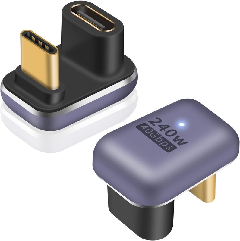 240W 180-Degree USB C Adapter 2-Pack – Ideal for 8K Video & Fast Charging gallery