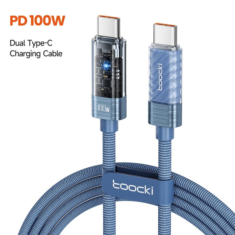 Toocki 100W USB-C to USB-C Cable 5A Fast Charging Auto Power Off Type C 1m/2m