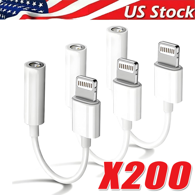 For iPhone Headphone lot Adapter Jack 8Pin to 3.5mm Aux Cord Dongle Converter