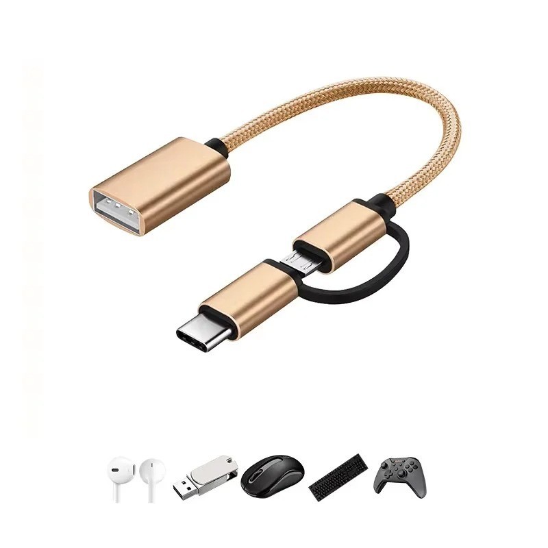 2-in-1 Micro USB USB C to USB3.0 OTG Cable Adapter New Condition Type C Male USB gallery