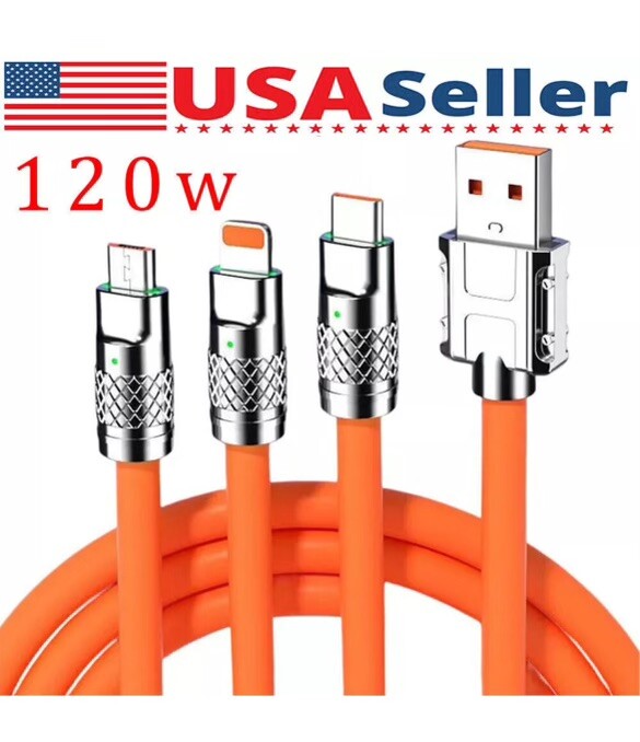 3 in 1 Fast Charging Cable Cell Phone Charger Cord For iPhone Type C Micro USB