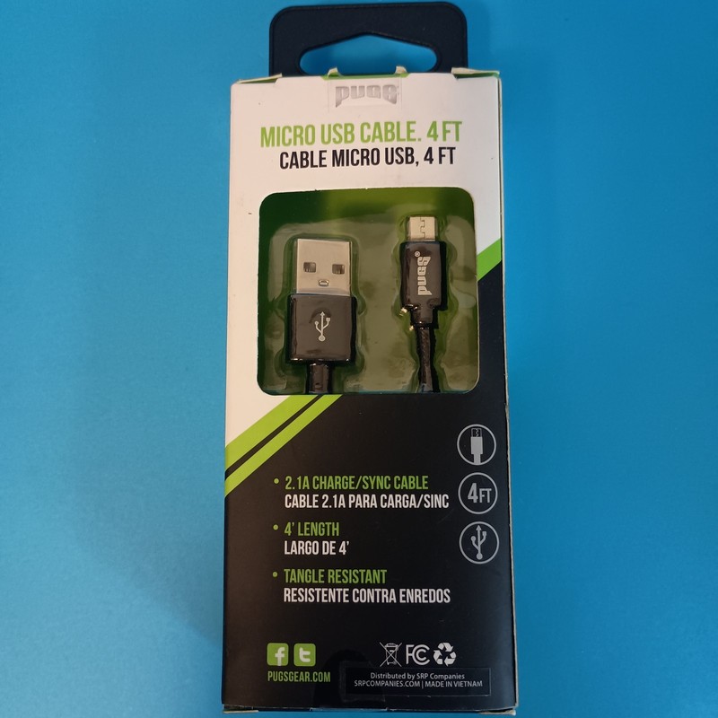 Pugs Micro USB Cable 2.1A 4 FT Tangle Resistant NIP # 697