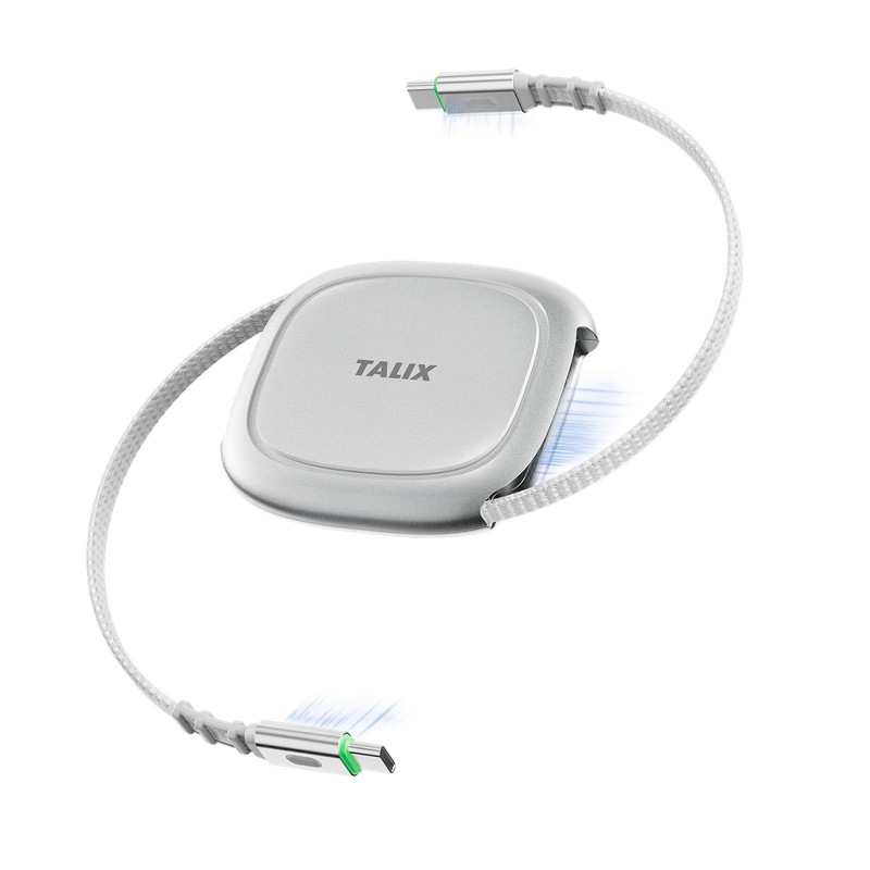 240W Retractable USB Cable, PD 3.2 Fast Charging USB to USB Cable with Mag Sn…