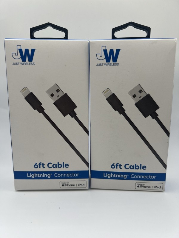 Just Wireless 6/5 ft MFi-Certified Lightning Cable – x2