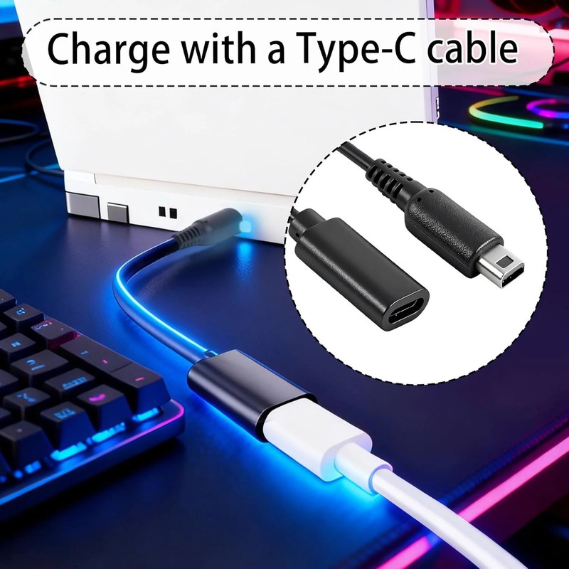 2pcs USB Type-C to 3DS Charging Cable Adapter, Type C Charger Cord Compatible wi gallery