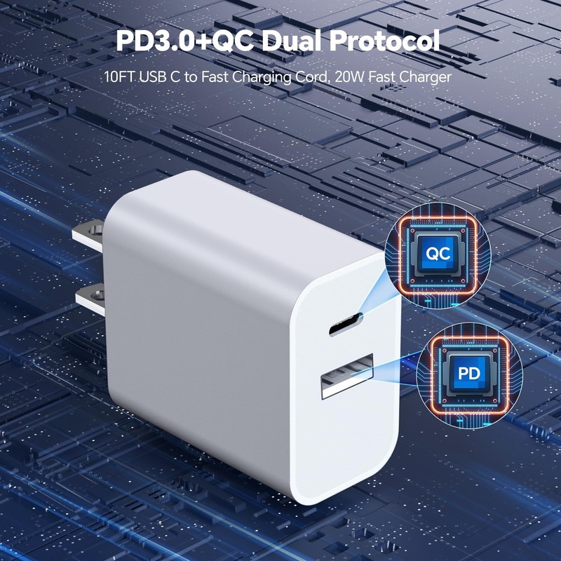 Compatible with iPhone 16/15 Charger Fast Charging, 20W Dual Port USB C & USB... gallery