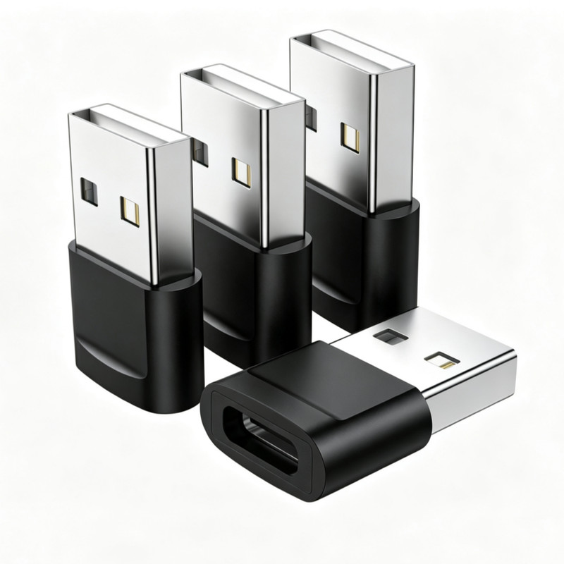 4 PACK USB to USB C Adapter Type-C Female to A Male OTG Converter Car Charger
