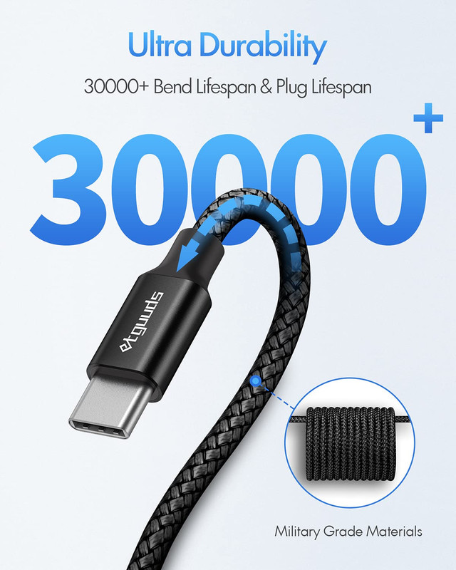 Long USB-C to USB-C Cable 15Ft - PD 60W Fast Charge, Durable Double Braided Nylo gallery