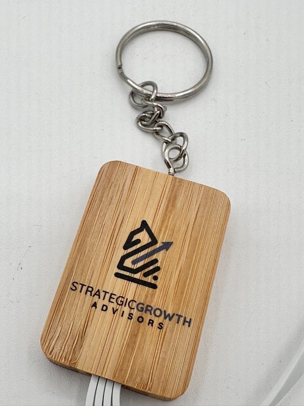 3-in-one Bamboo Charging Cable Keychain: USB-C, Micro USB, USB 3.0, 8-pin gallery