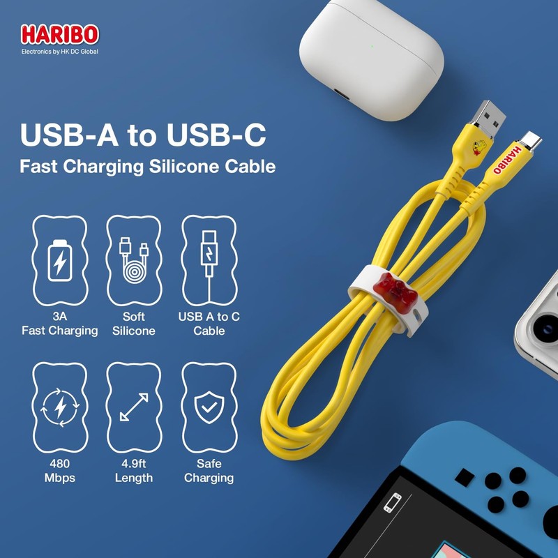 Haribo USB to USB A Cable (2 Pack, 4.9ft), Fast Charging, Soft Silicone, USB ... gallery