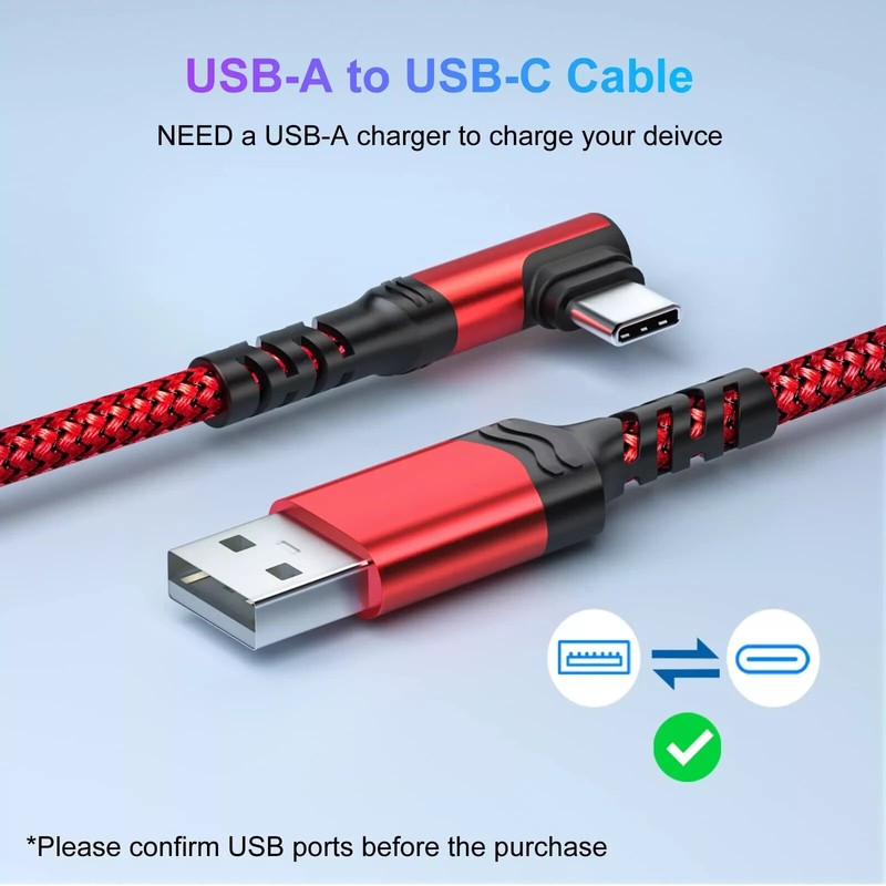 Short USB Type C Cable, 3-Pack 1Ft USB-C Right Angle Plug 3A Fast Charging An... gallery