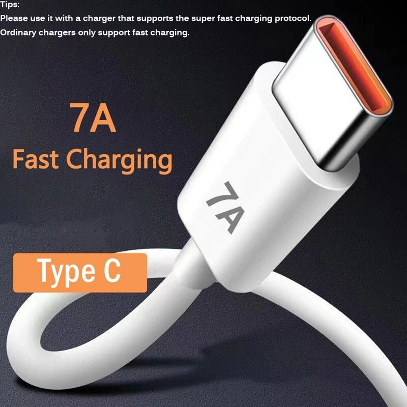 7A USB Type C Fast Charge Cable for Huawei P40 P30 Mate 40 for Xiaomi Mi 12 Pro