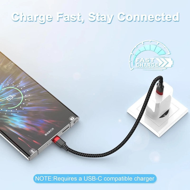 6 Inch USB C to USB C Cable , 3 Pack Short Fast Charging Cord Type C, 0.5 ft Bra gallery