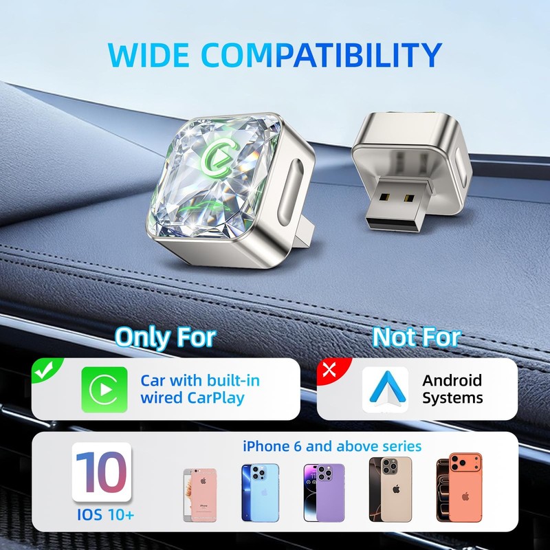 Wireless Apple CarPlay Adapter, 5.8G Quad-Core Chip No Latency, Aerospace Sil... gallery