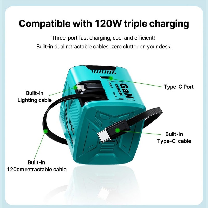 Fast-Charging Compact Durable Sturdy Intelligent Versatile 120W GaN Fast Charger gallery
