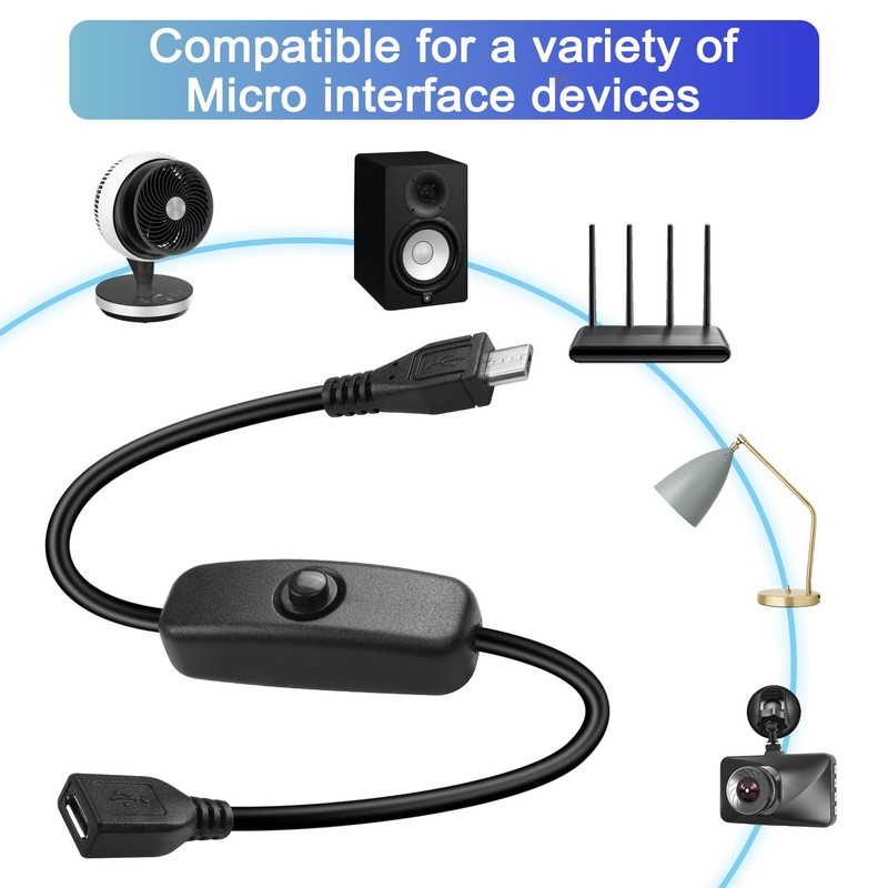 HATMINI USB Male to Female Switch Charging Cable 5V 2A Short Extension Cord f... gallery