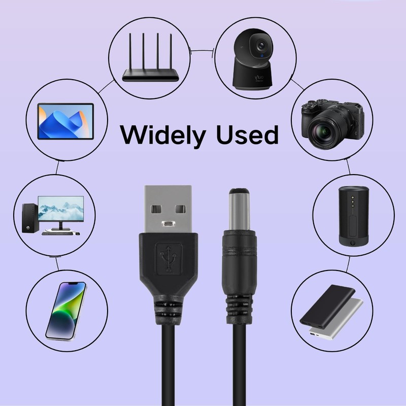 3.3ft USB To DC 5.5x2.1mm 5V Power Cord Charging Cable 20 Connector Tips gallery