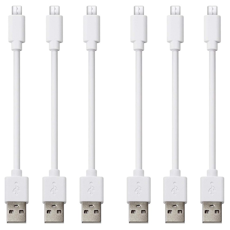 Short Micro USB Cable 6 Pack 1FT White Android Phone Charger Cord High Speed …