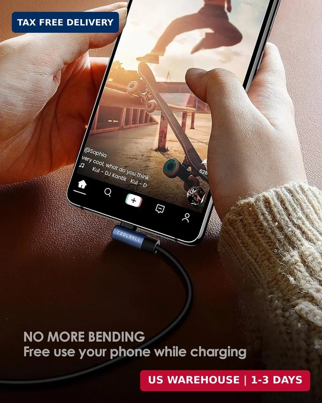 Right Angle USB C Cable Short 6 Inch, Silicone 3A Fast Charging Type-C Cord Comp gallery