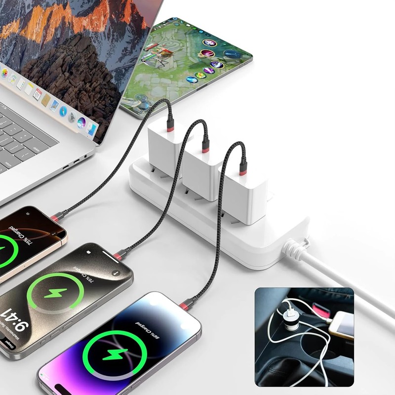 Bkduice 6 Inch USB C to Lightning Cable Short, 3 Pack MFi Certified Braided 0.5f gallery
