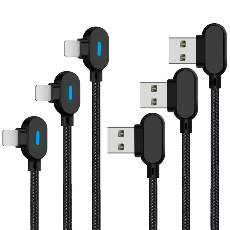 1/3Pack 90 Degree Fast Charger Cable Right Angle For iPhone 14 13 12 11 XR 8 7 6 gallery